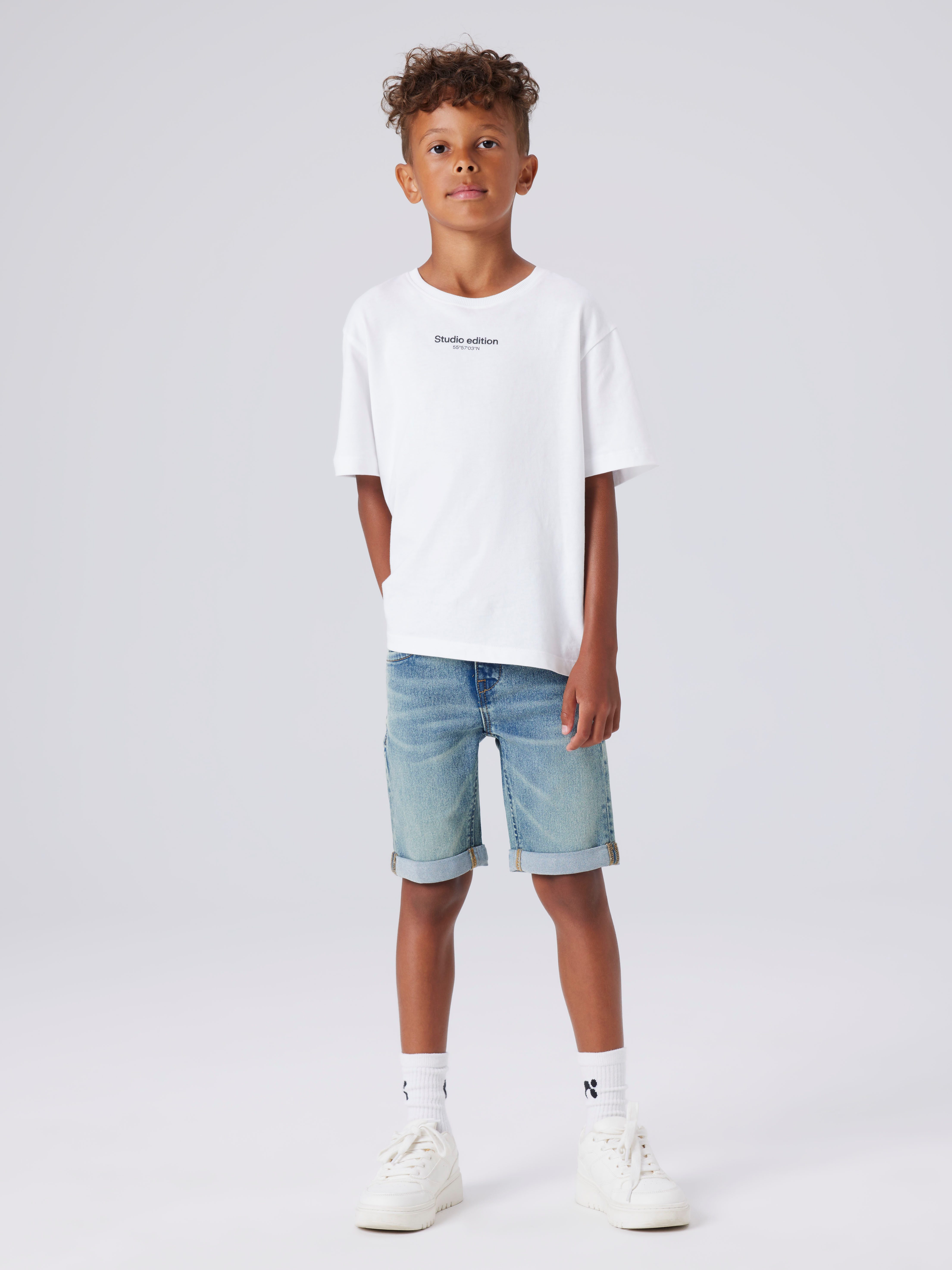 Name It Jeansshorts NKMSILAS SLIM DNM L SHORT Baumwollmischung, Stretch, Umschlagsaum
