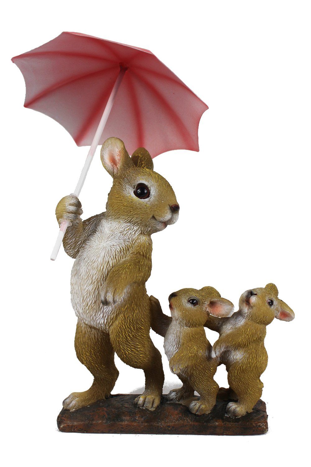 Tierfigur (1 mit Gartenfigur Hasen Familie Arnusa 19x26 cm Regenschirm Dekofigur St),