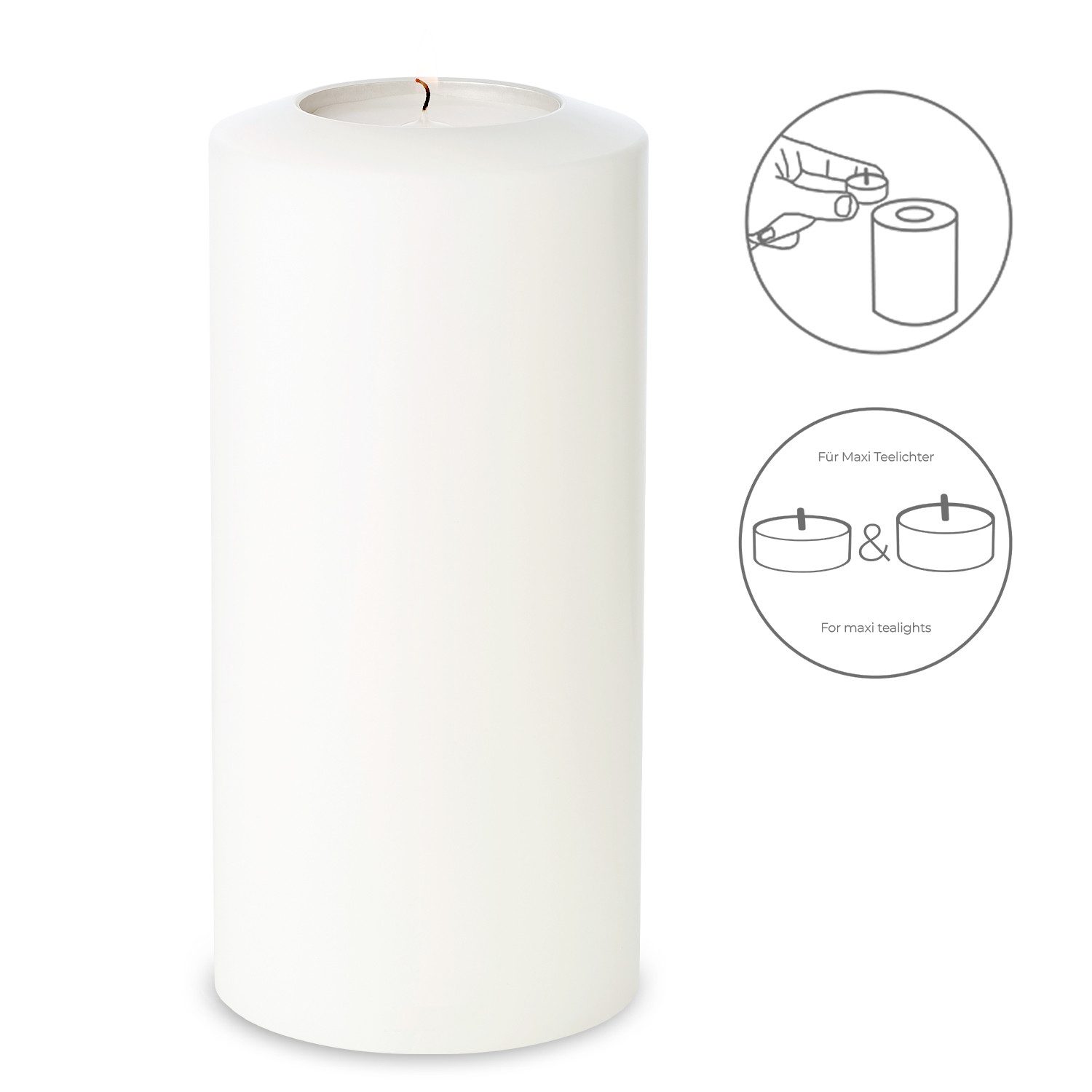 EDZARD Stumpenkerze Cornelius Ø 10 cm - Serie Pine, (H 22 cm) Stumpenkerzen-Optik, Dauerkerze für Maxi-Teelichter. € 59,80