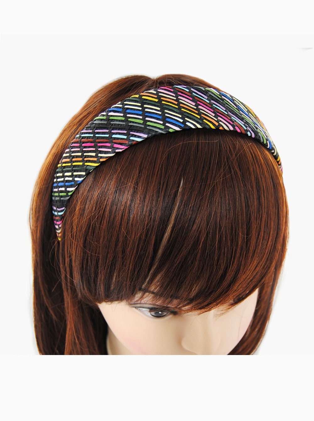 Haareifen mit geflochtener Haarband axy Haarreif Schwarz-Bunt Breiter Bast-Optik Sommerlich Haarreif in Damen Oberfläche,