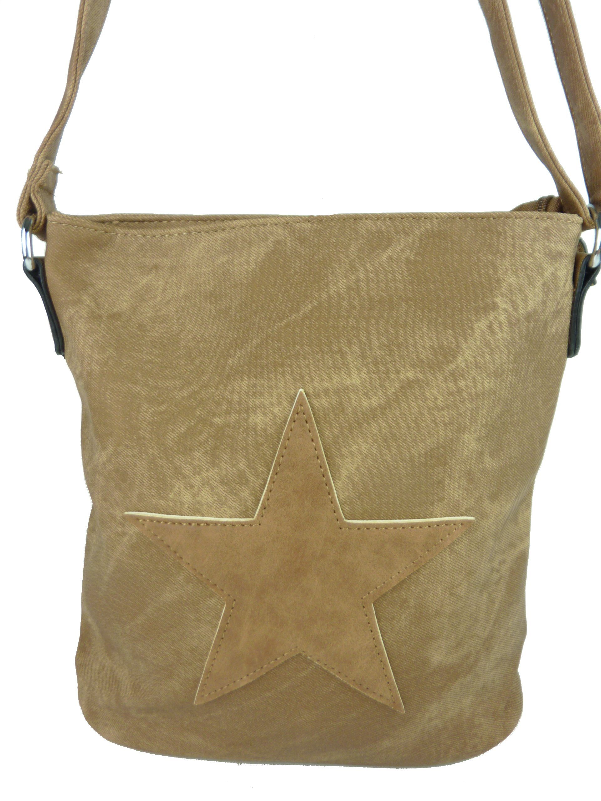 Taschen4life Umhängetasche kleine Damen Tasche 8395 / Schultertasche mit Stern, verstellbarer Trageriemen (Schultertasche), crossover tragbar