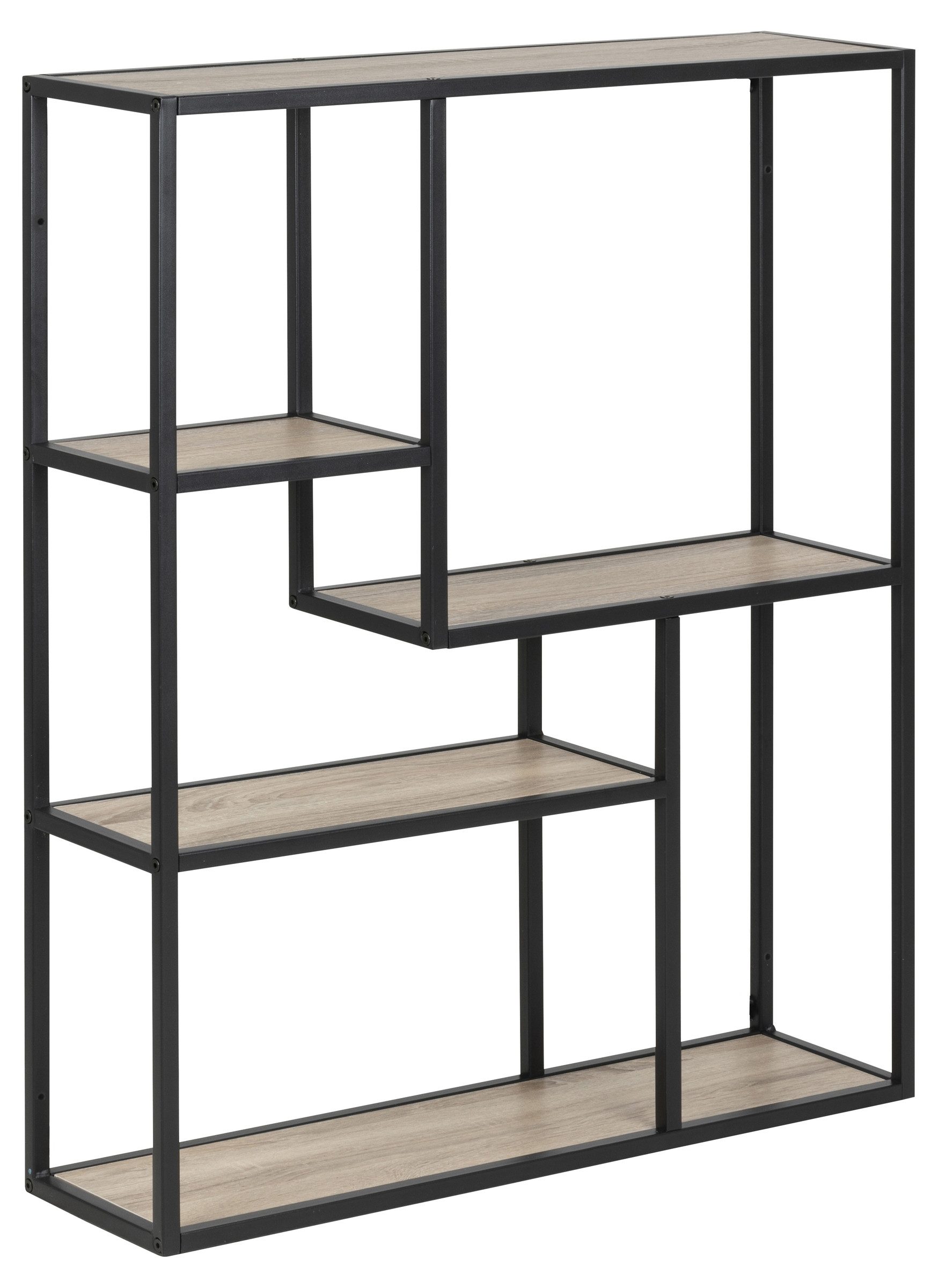Hängeregal in Sonoma Eiche, schwarz, MDF, Stahl - 75x91x20cm (BxHxT)
