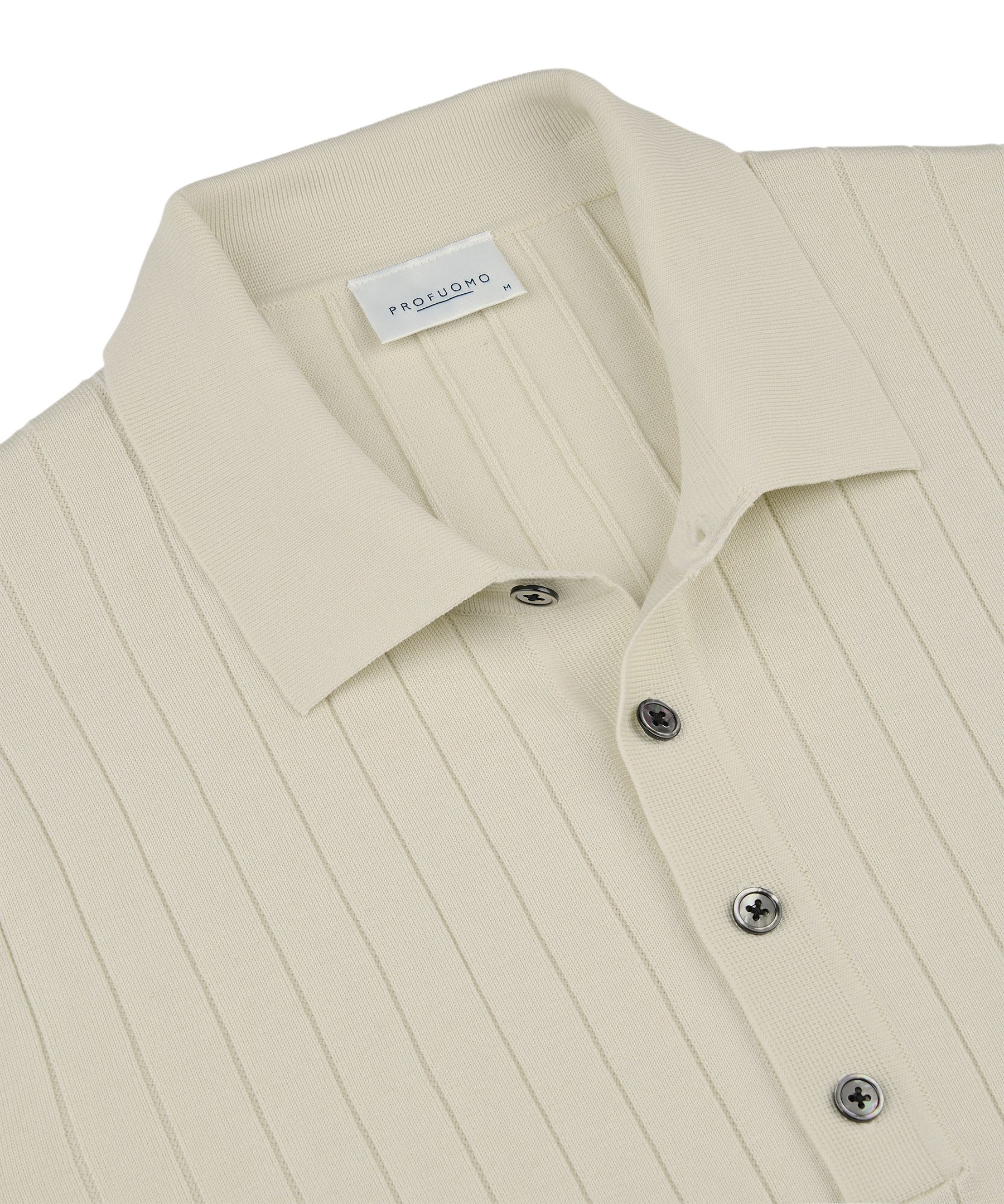 Profuomo Troyer natur,Freizeit,Baumwolle,Strukturiert,Polokragen,Lang,Regular Fit