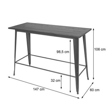 MCW Bartisch MCW-H10-T, Tischplatte aus Ulmenholz, Fußbodenschoner, Mit Fußablage