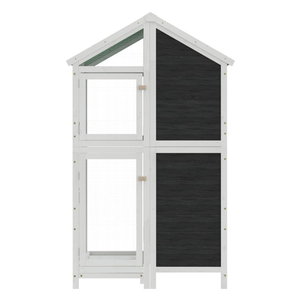 vidaXL Voliere, Grau 97x81x152 cm Massivholz Kiefer