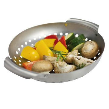 bremermann Grillplatte Grillkorb rund 27 x 6 x 22,5 cm Edelstahl Grillpanne Grillplatte