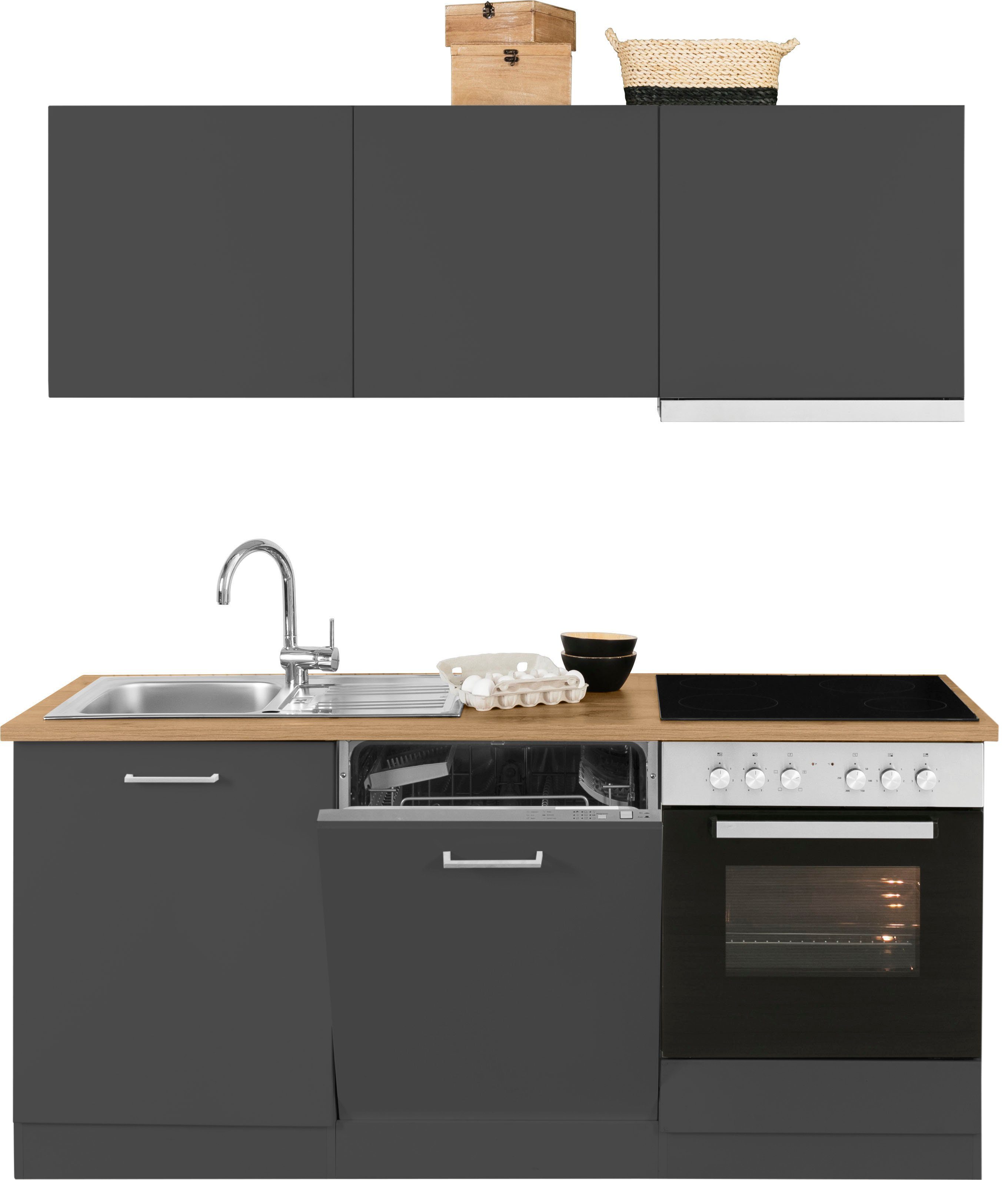 KOCHSTATION Küchenzeile KS-Kehl, mit E-Geräten, Breite 180 cm, inkl. Geschirrspülmaschine
