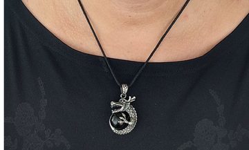 Kiss of Leather Kettenanhänger Drachen Dragon Drache schwarzer Stein Anhänger aus Edelstahl