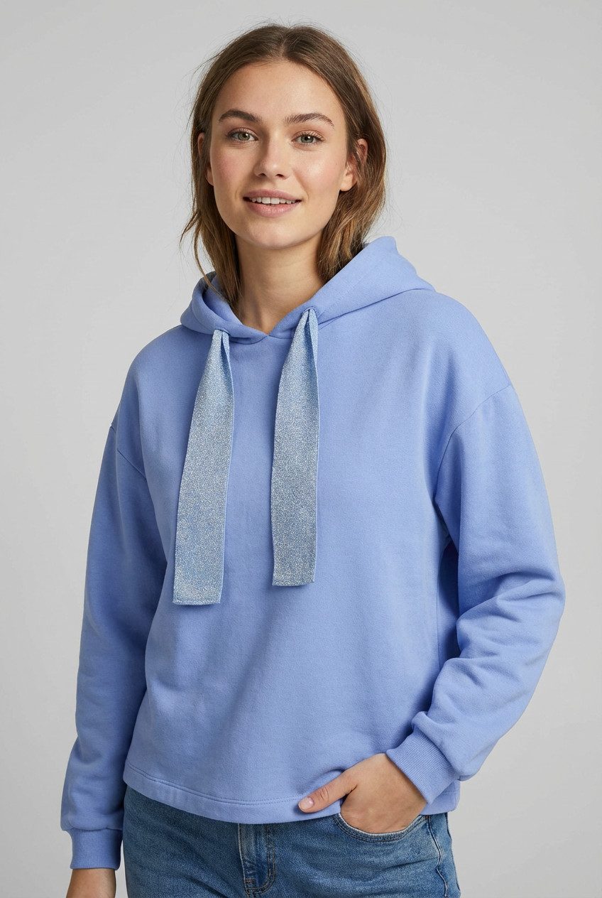pieces Kapuzensweatshirt PCCHILLI LS GLITTER HOODIE NOOS BC mit Kordelzug i günstig online kaufen