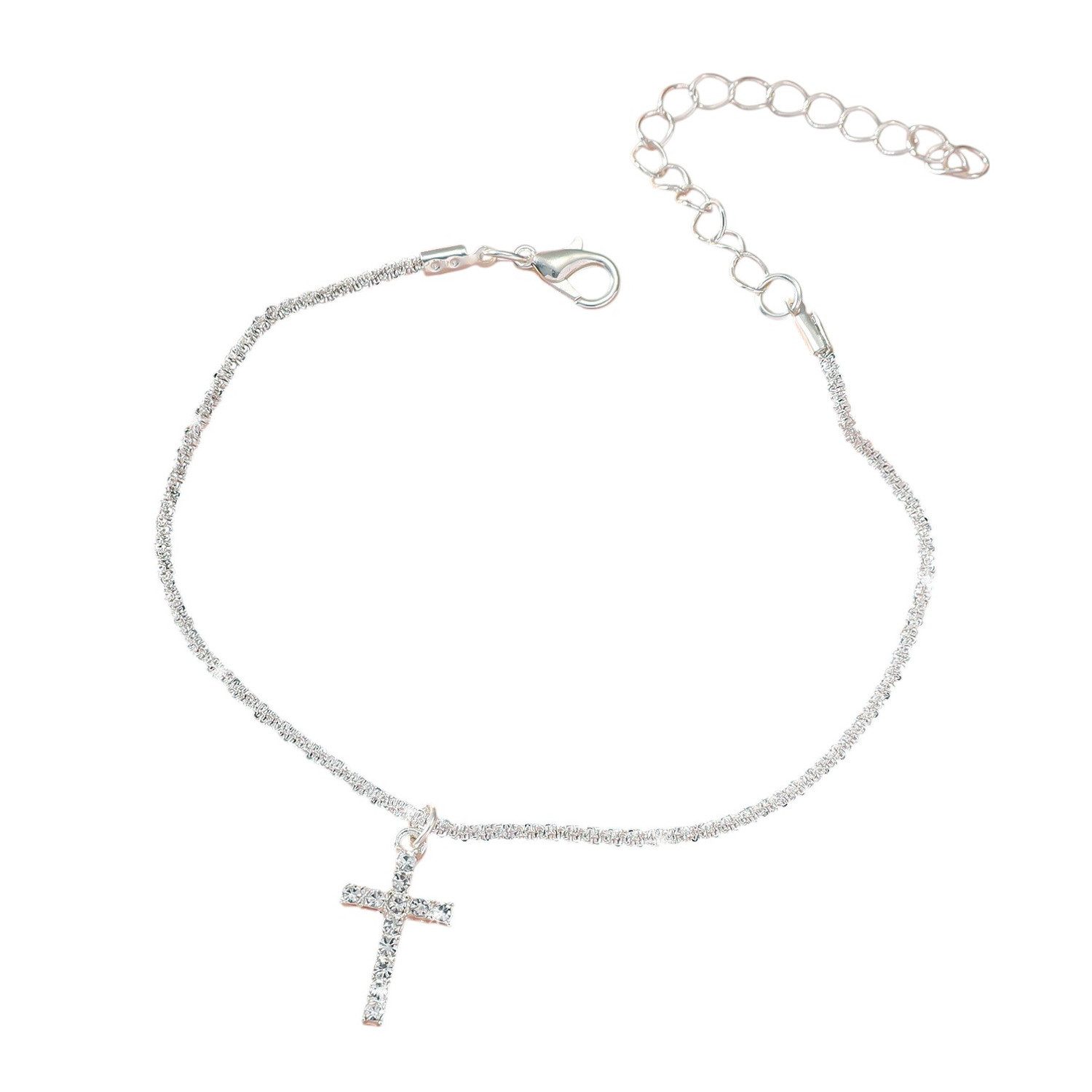 KARMA Fußkette mit Anhänger Fußkettchen Damen Kreuz Anhänger Strass Kristal günstig online kaufen