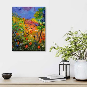 Posterlounge Leinwandbild Pol Ledent, Wiese mit Wildblumen, Wohnzimmer Malerei