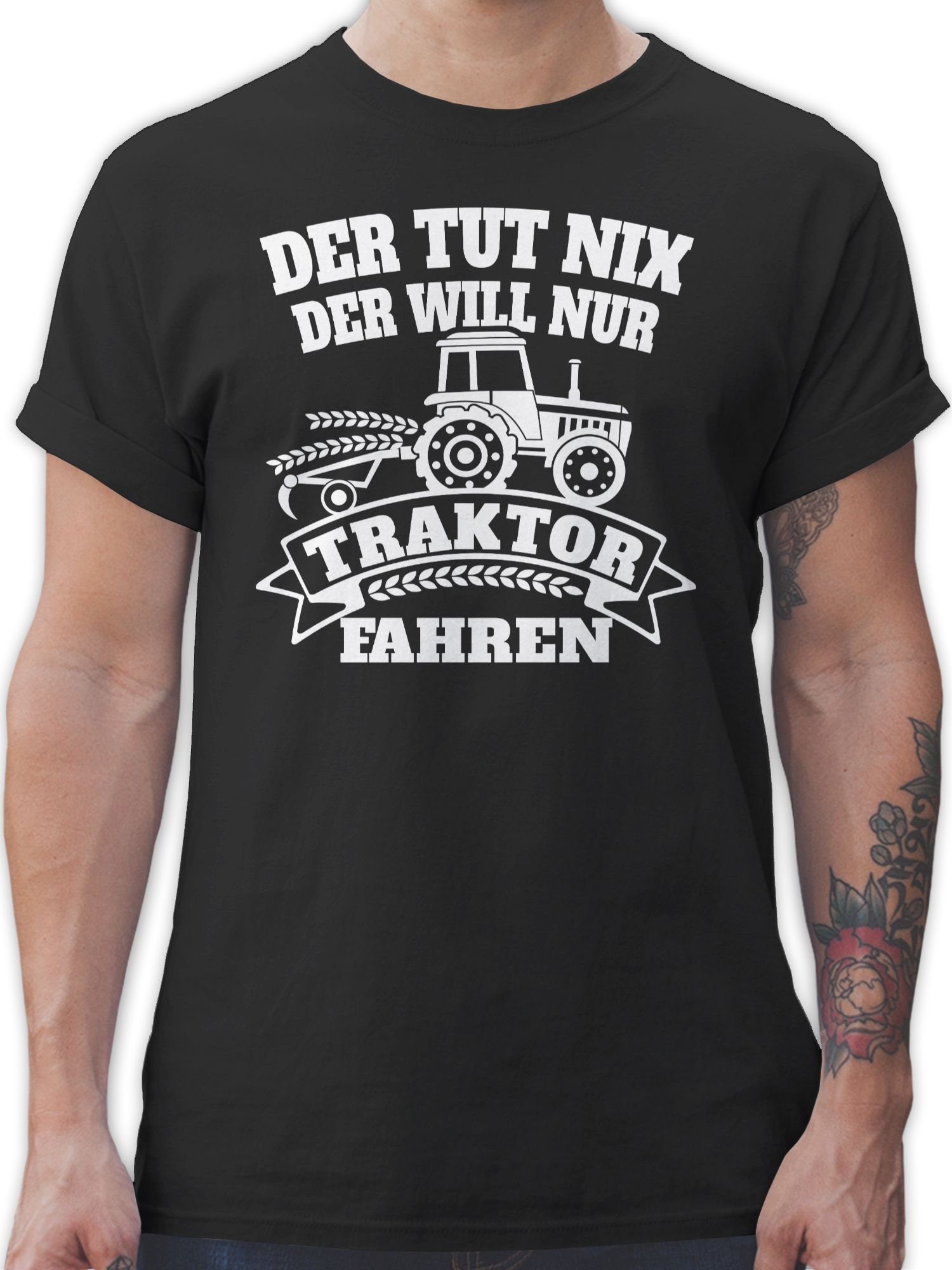 Shirtracer T-Shirt Der tut nix der will nur Traktor fahren Traktor 1 Schwarz