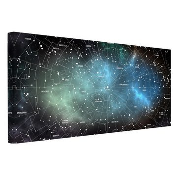 Bilderdepot24 Leinwandbild Weltraum Sternbilder Karte Galaxie schwarz blau Bild auf Leinwand XXL, Bild auf Leinwand; Leinwanddruck in vielen Größen