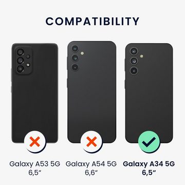 kwmobile Handyhülle Hülle für Samsung Galaxy A34 5G, mit Metall Kette zum Umhängen - Silikon Handy Cover Case Schutzhülle