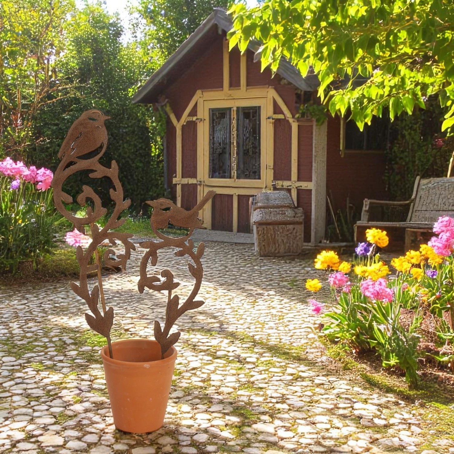 Macosa Home Gartenstecker Gartenstecker Vogel 2er Set Rost 45 cm Rostig Ech günstig online kaufen