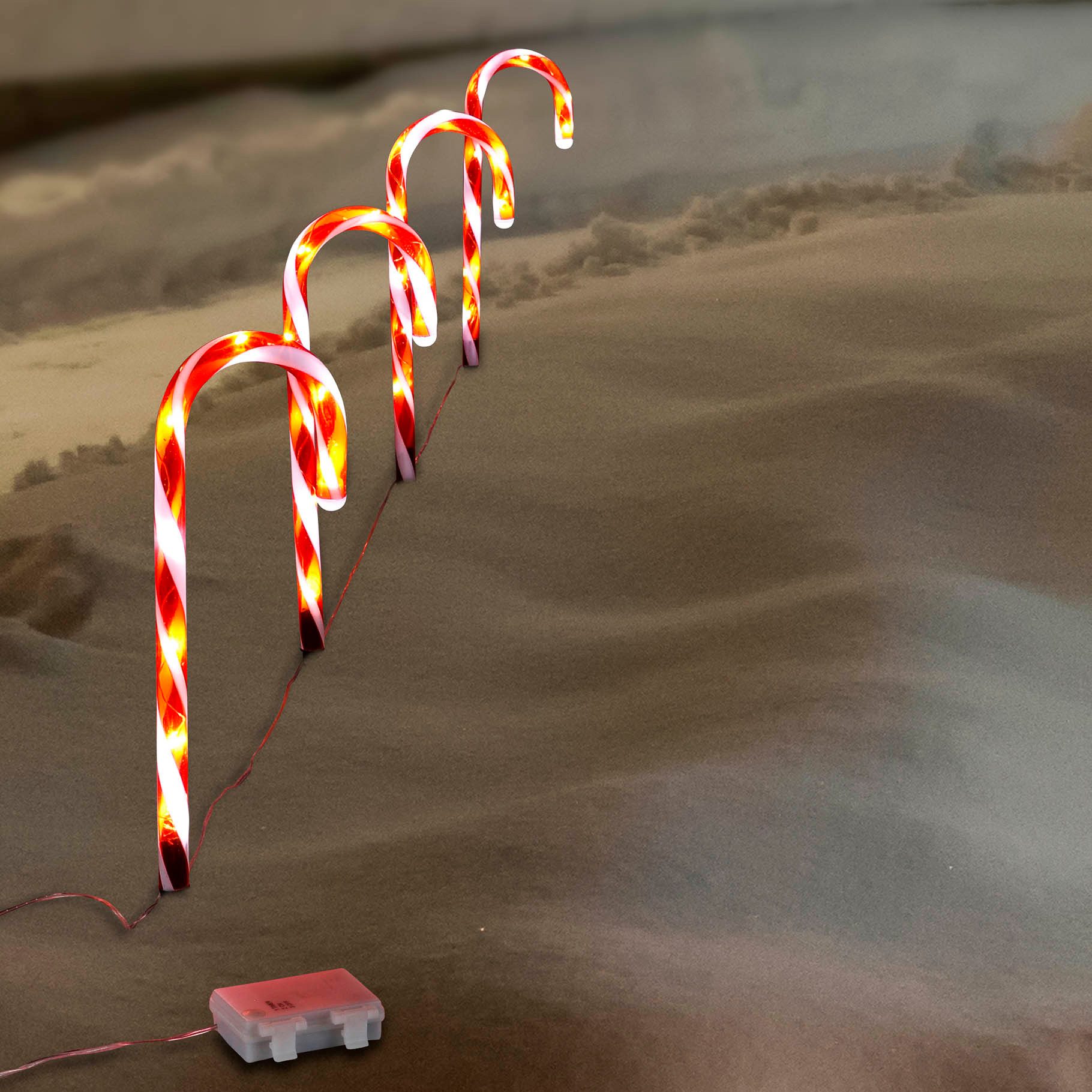 Haushalt International LED Dekolicht 4tlg. LED Leuchtstab-Set Zuckerstange, 32 LEDs, 44 cm