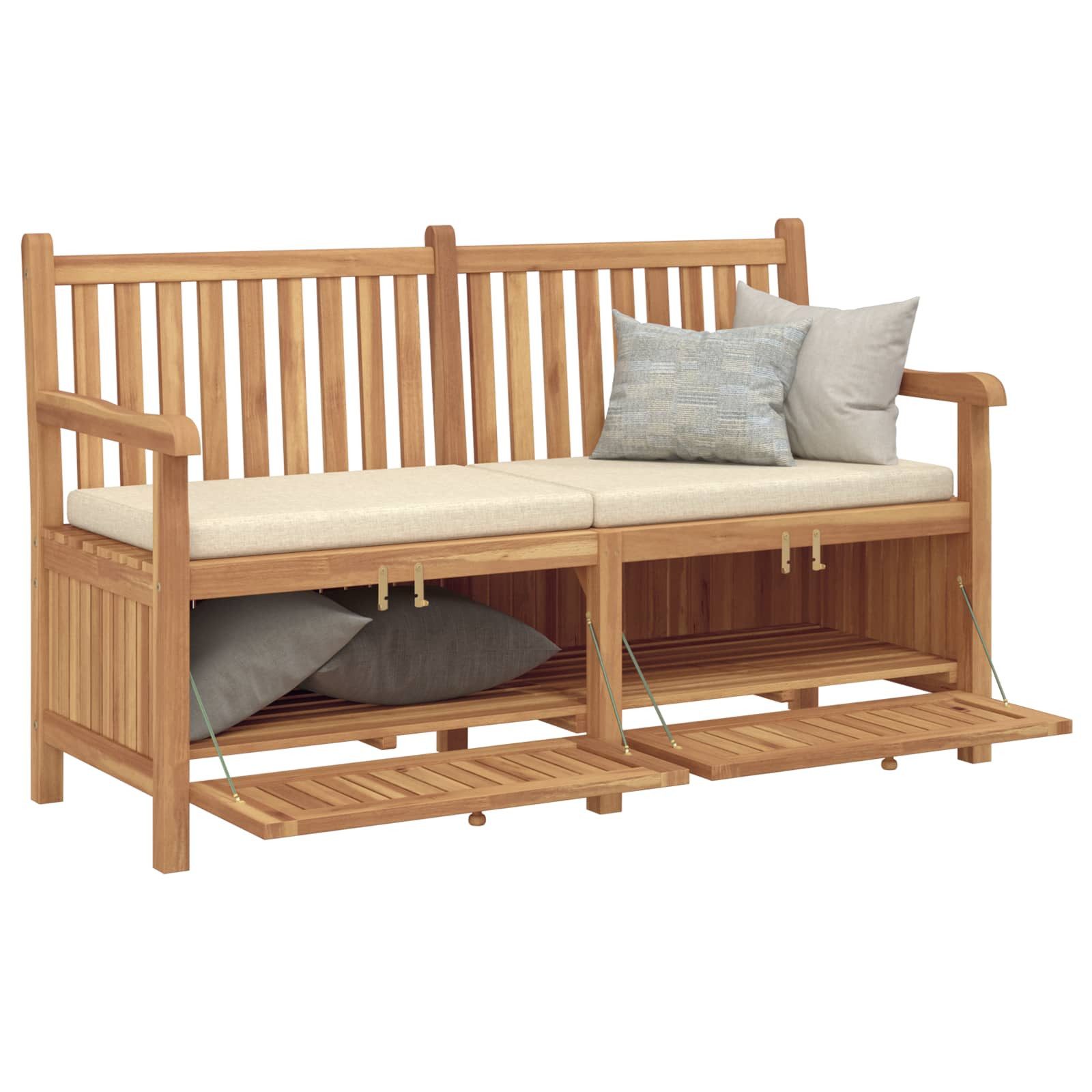 furnicato Gartenbank Rustikale aus Naturholz 150 x 60 x 90 cm in Braun, Witterungsbeständige Sitzbank mit Armlehnen und integriertem Stauraum