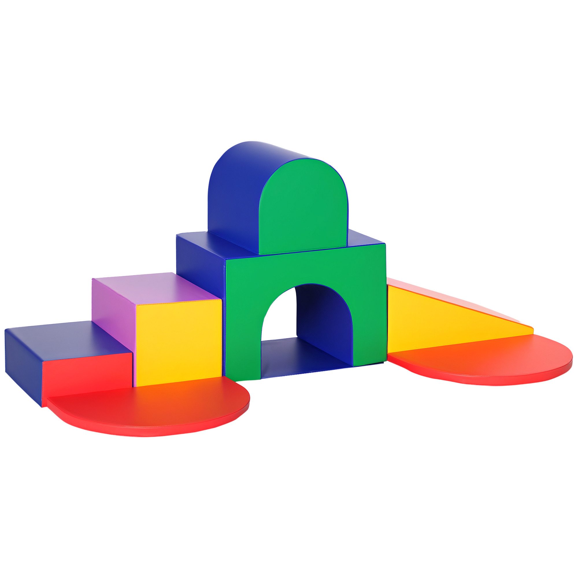HOMCOM Schaumstoff Bausteine Softbausteine Grossbausteine Mehrfarbig Spielbausteine, (Schaumstoffblöcke, 7 St., Riesenbausteine), für 1-3 Jahre alt Kinder Kunstleder EPE