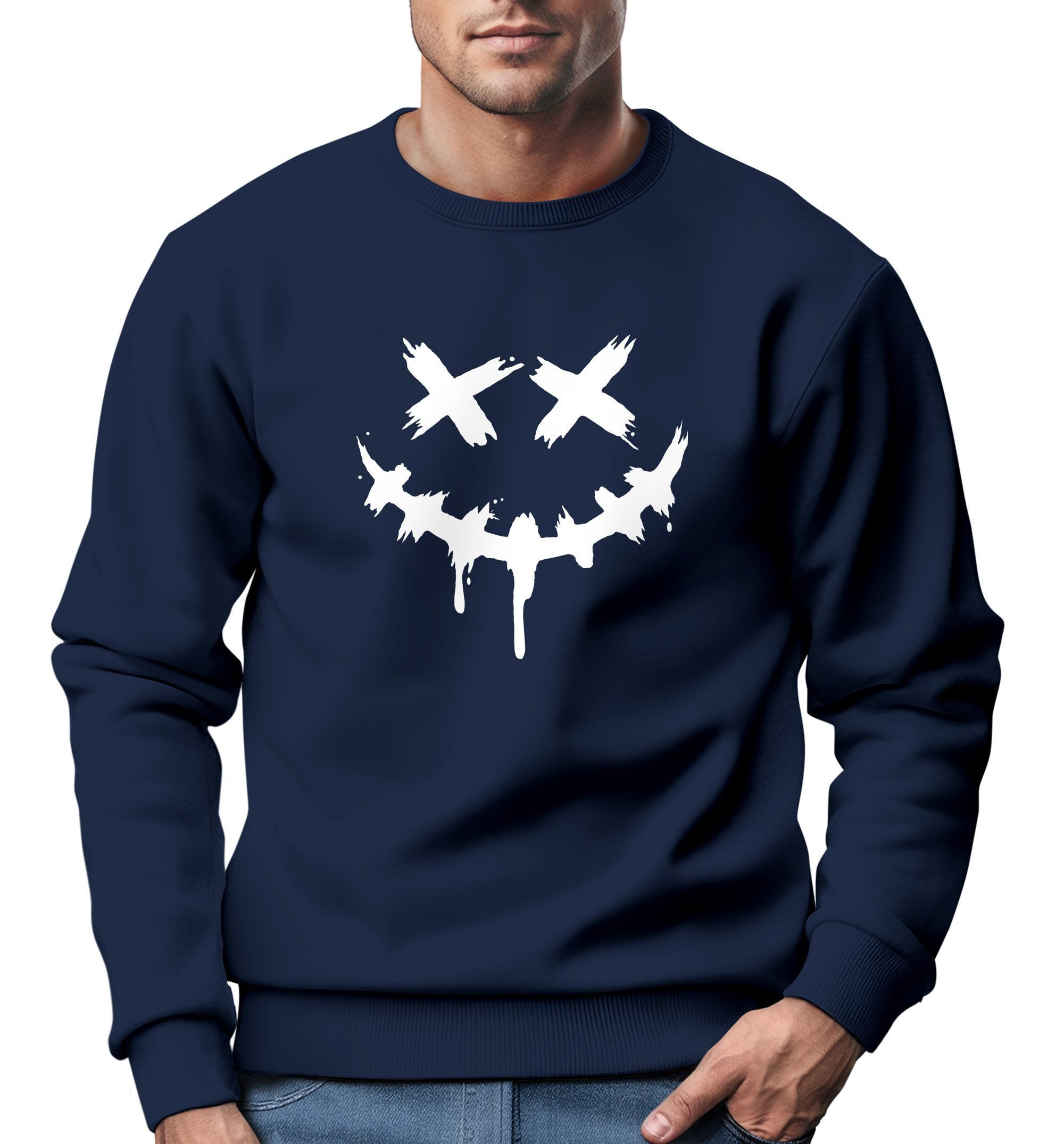 Neverless Sweatshirt Sweatshirt Herren Drip Face günstig online kaufen