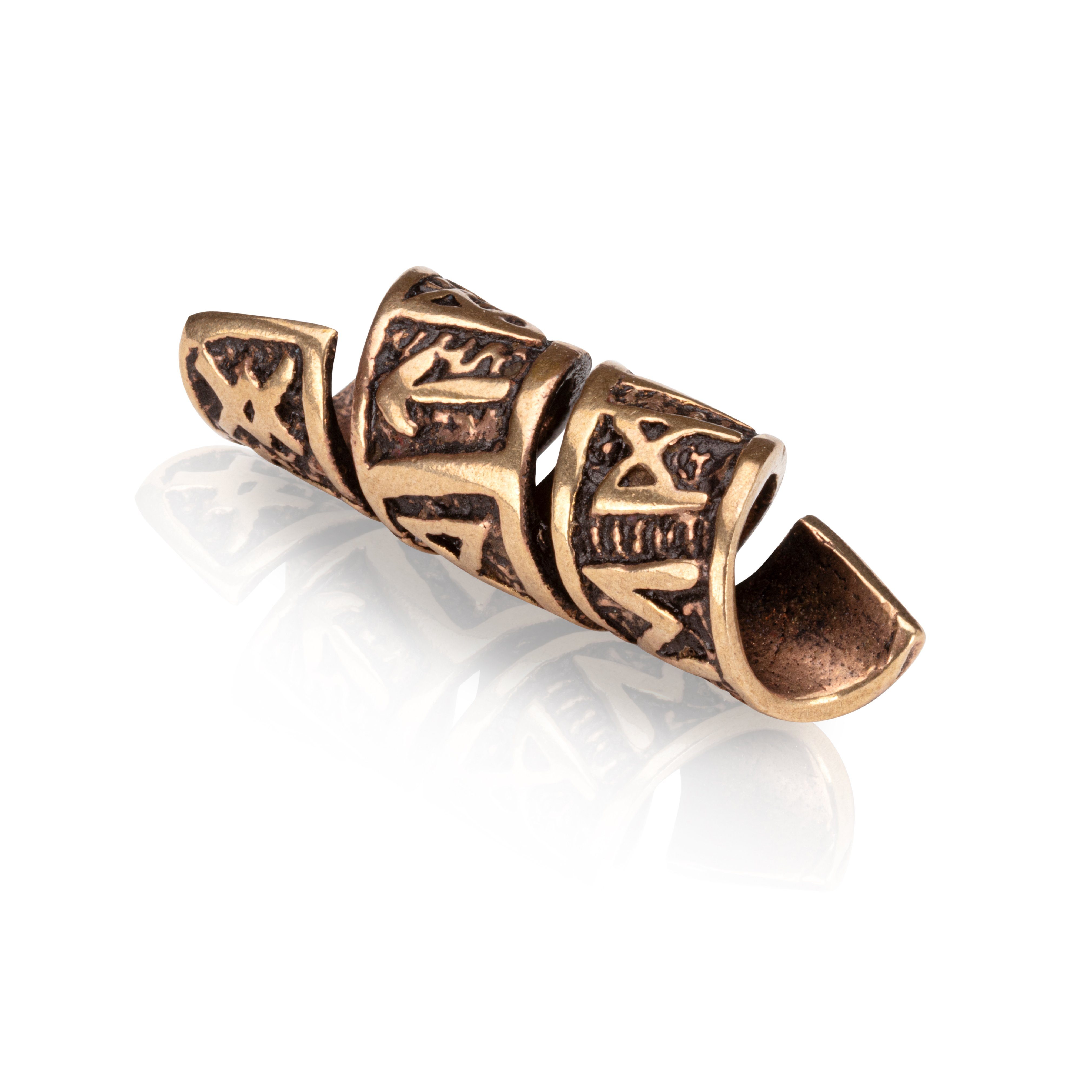 NKlaus Bartperle TRIRUNA Aus Bronze – Triskel Mit Runen, 15,4 Mm Hoch, Für Haargummi (2er Set)