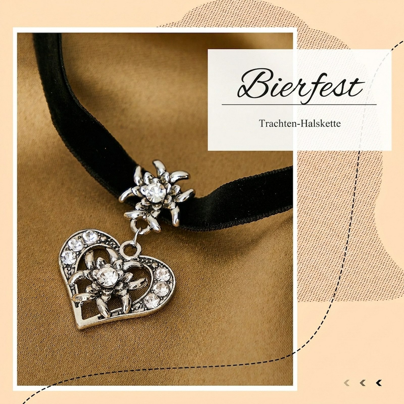 nsihing Ketten-Set Trachtenschmuck mit Anhänger Trachtenkette, Edelweiss,Dirndl-Schmuck, Schmuckset für Damen zum Oktoberfest, Bierfest und Trachtenfest – Bild 5 von 5