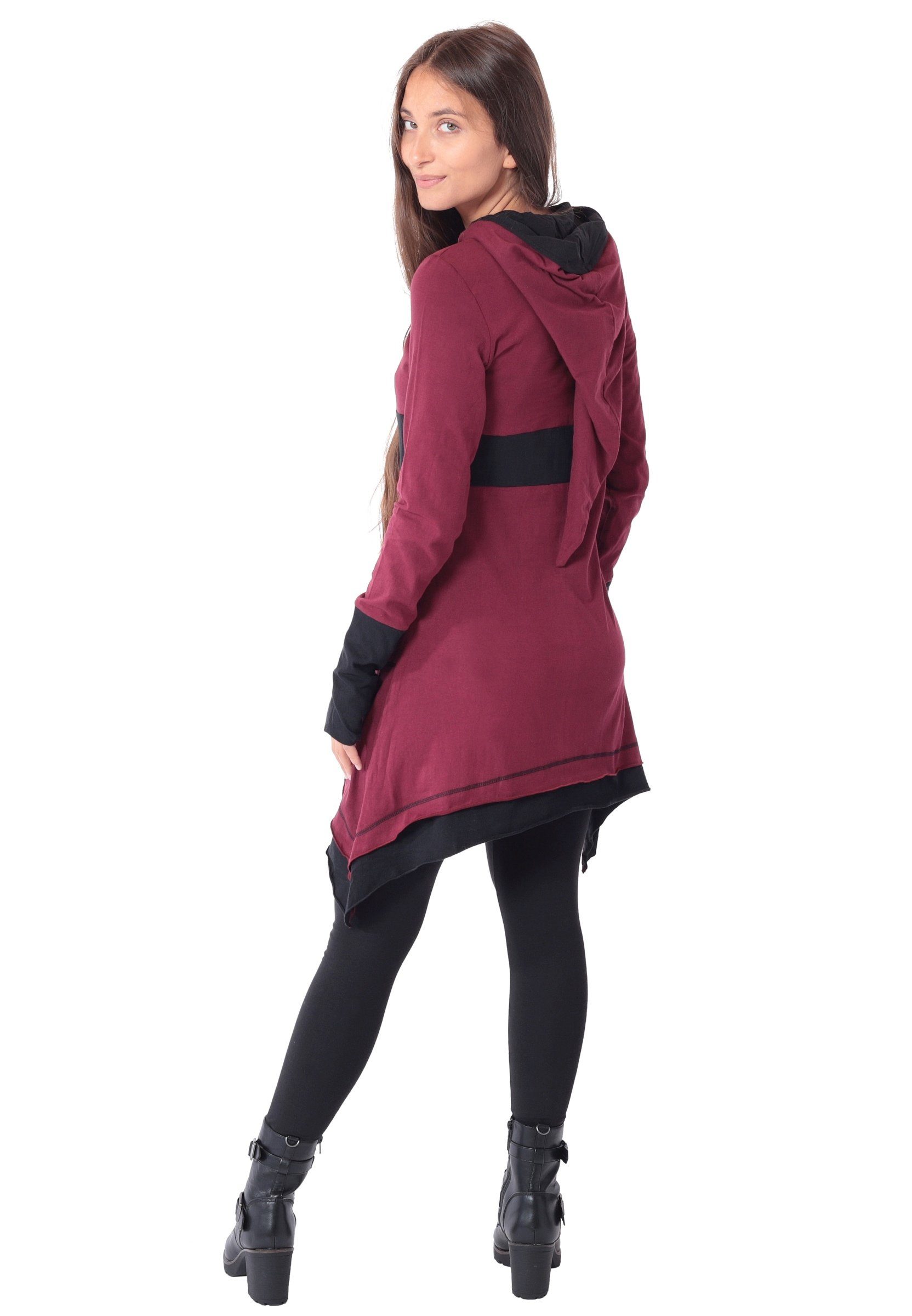 PUREWONDER Zipfelkleid Kleid aus leichter Baumwolle mit Zipfelkapuze, Oberteil Nr 37 Rot XXL Ganzjahreskleid