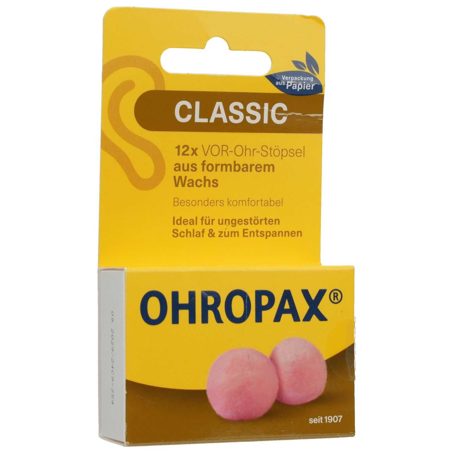 Gehörschutzstöpsel OHROPAX Classic Wachs Vor-Ohr Stöpsel 12 St