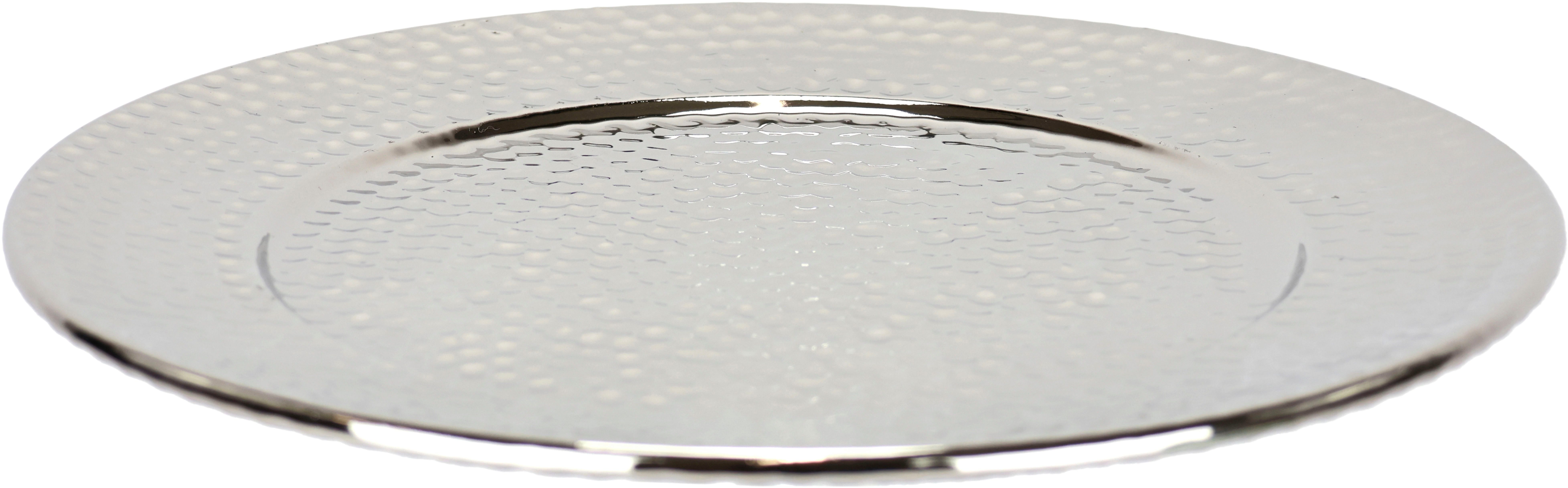 I.GE.A. Dekotablett Keramik-Schale (1 St), Dekoschale silber Tablett Weihnachtsdeko Deko Advents-Tablett rund
