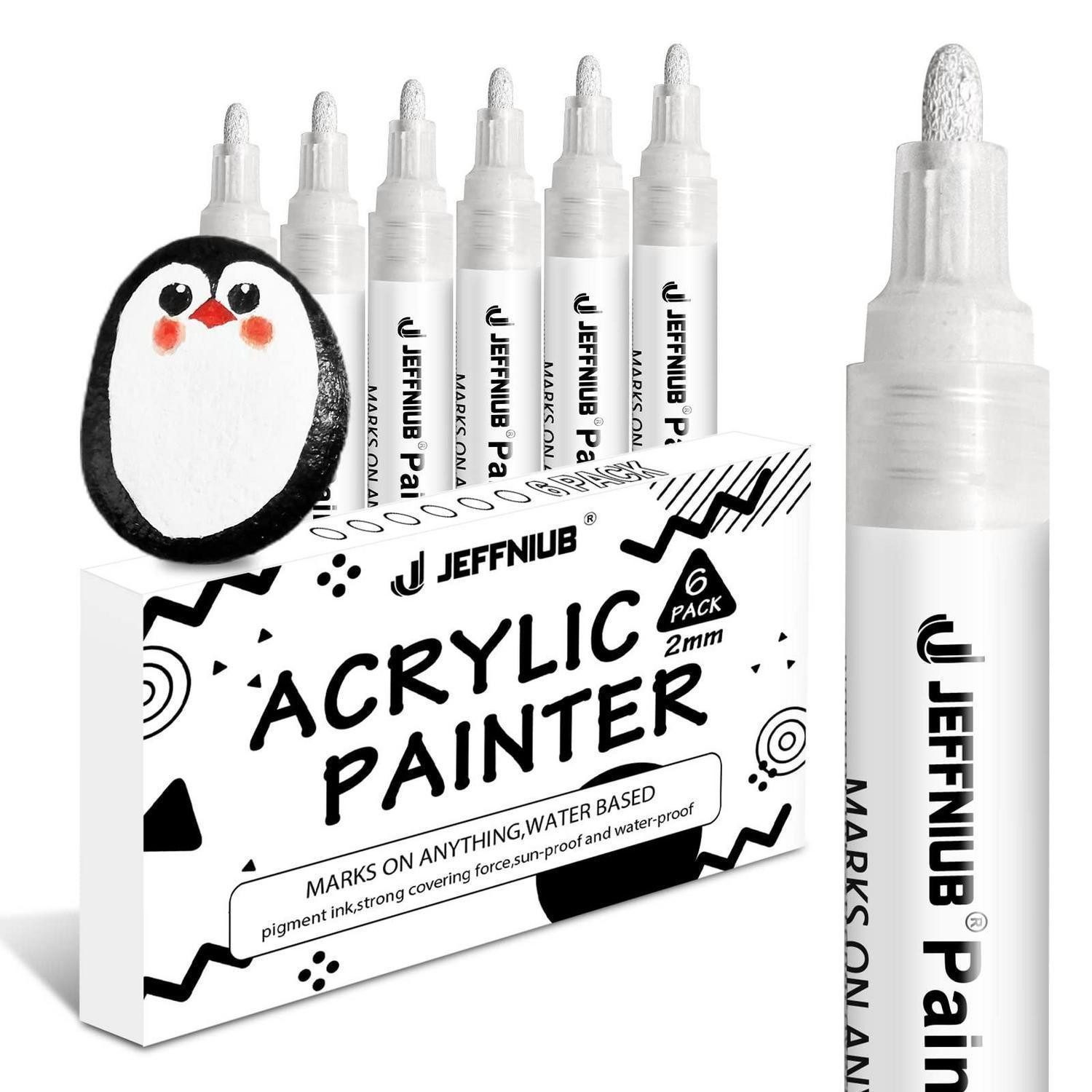 LuxusKollektion Permanentmarker Acrylstifte Weiß Dicke Spitze 6 Stk