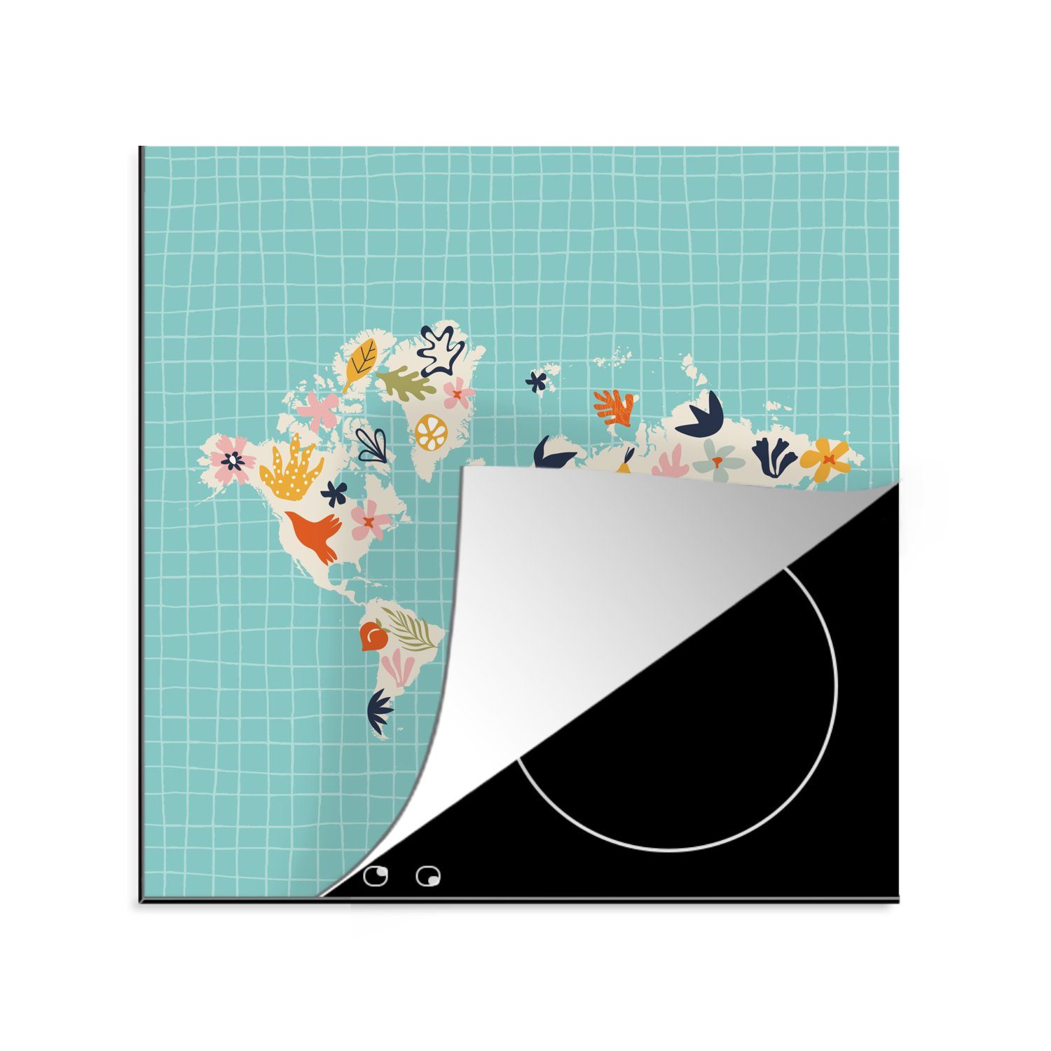 Kinder Herdblende-/Abdeckplatte küche Matisse, 78x78 MuchoWow - tlg), (1 Vinyl, Arbeitsplatte für - cm, Ceranfeldabdeckung, Karte