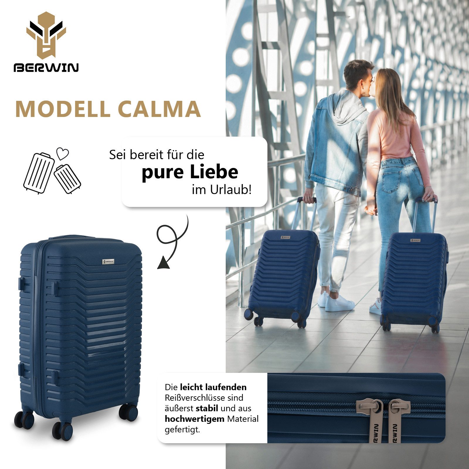 Berwin Trolleyset mit Beautycase Modell Calma Ocean Petrol, 4 Rollen, (Set, 4 tlg., MS-19781) – Bild 2 von 5