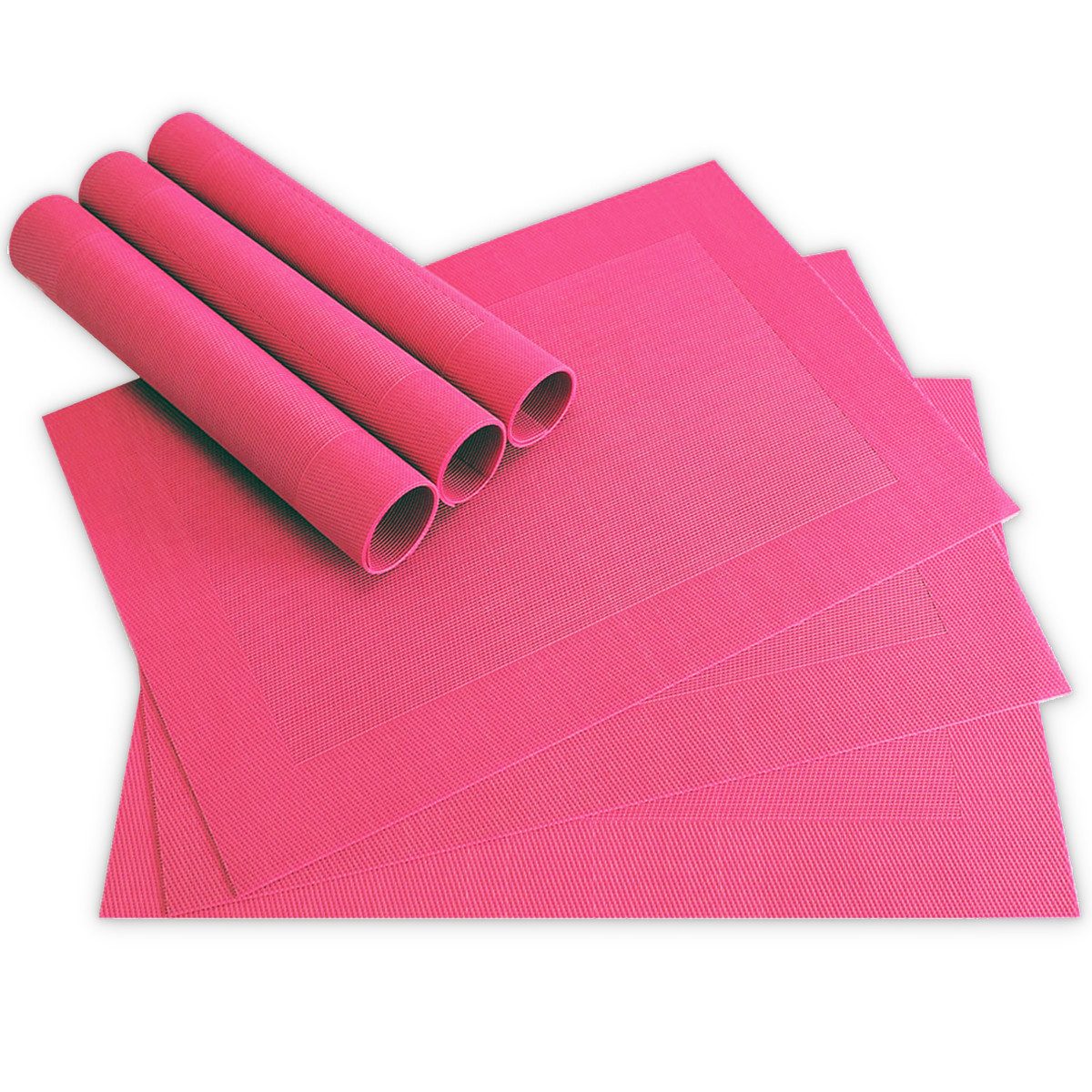 matches21 HOME & HOBBY Platzset Tischsets BORDA 6er Set Pink als Tischuntersetzer, (6-St), Abwaschbare Platzsets als Tischunterlagen für Ess-Tisch Tisch-Deko