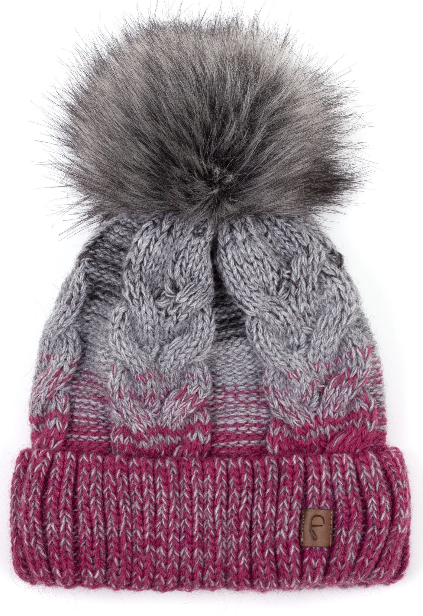 Faera Bommelmütze Wintermütze Damen Herren Mütze Beanie Haube gefüttert Bommelmütze