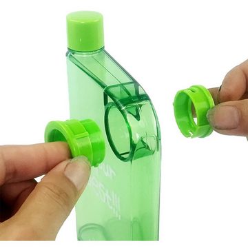 LeiGo Trinkflasche 380ML flache Wasserflasche A5 Trinkflasche transparente Wasserflasche, Kunststoff-Wasserflasche, geeignet für Outdoor-Sport Reisen Radfahren