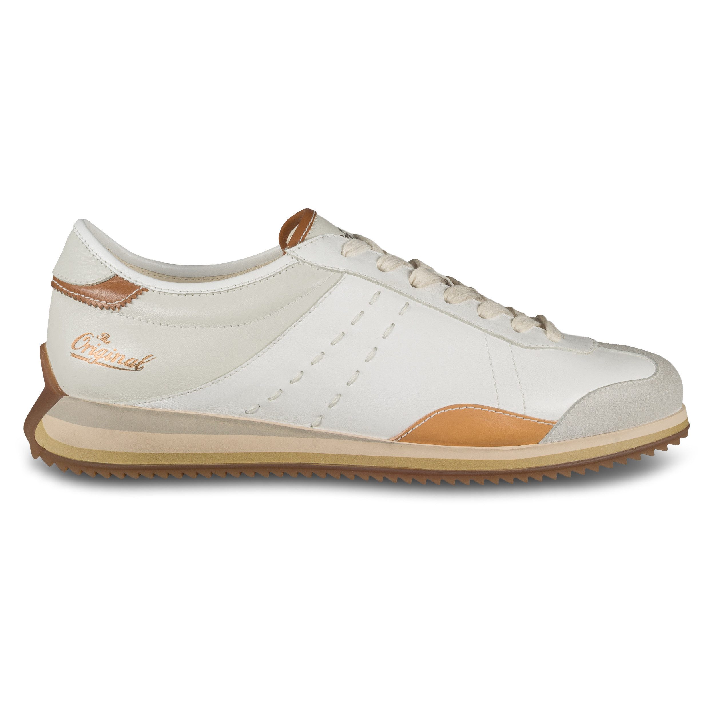 Kamo-Gutsu Leder Sneaker Herren, creme weiß (GIRO-006 bianco) Retro-Optik Sneaker Handgefertigt in Italien