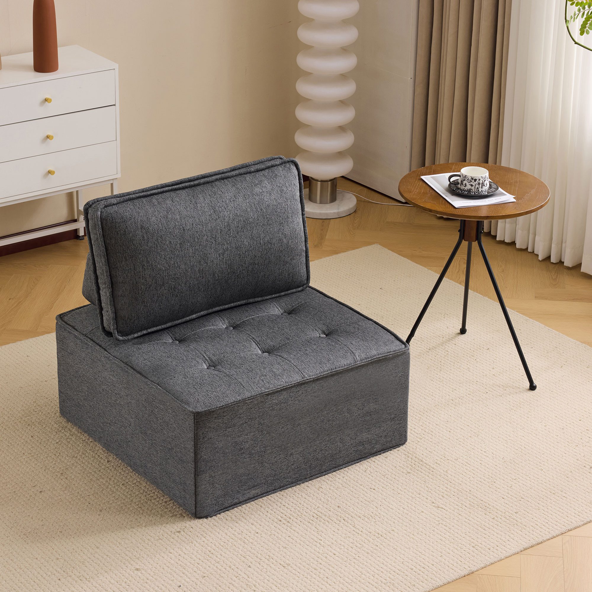MODFU Loungesofa für Schlafzimmer und Gästezimmer, Modulares Einzelsofa für kleine Räume – Kompakt & beweglich– Ultraweicher Leinenstoff für höchsten Komfort 1 Teile, mit Relaxfunktion