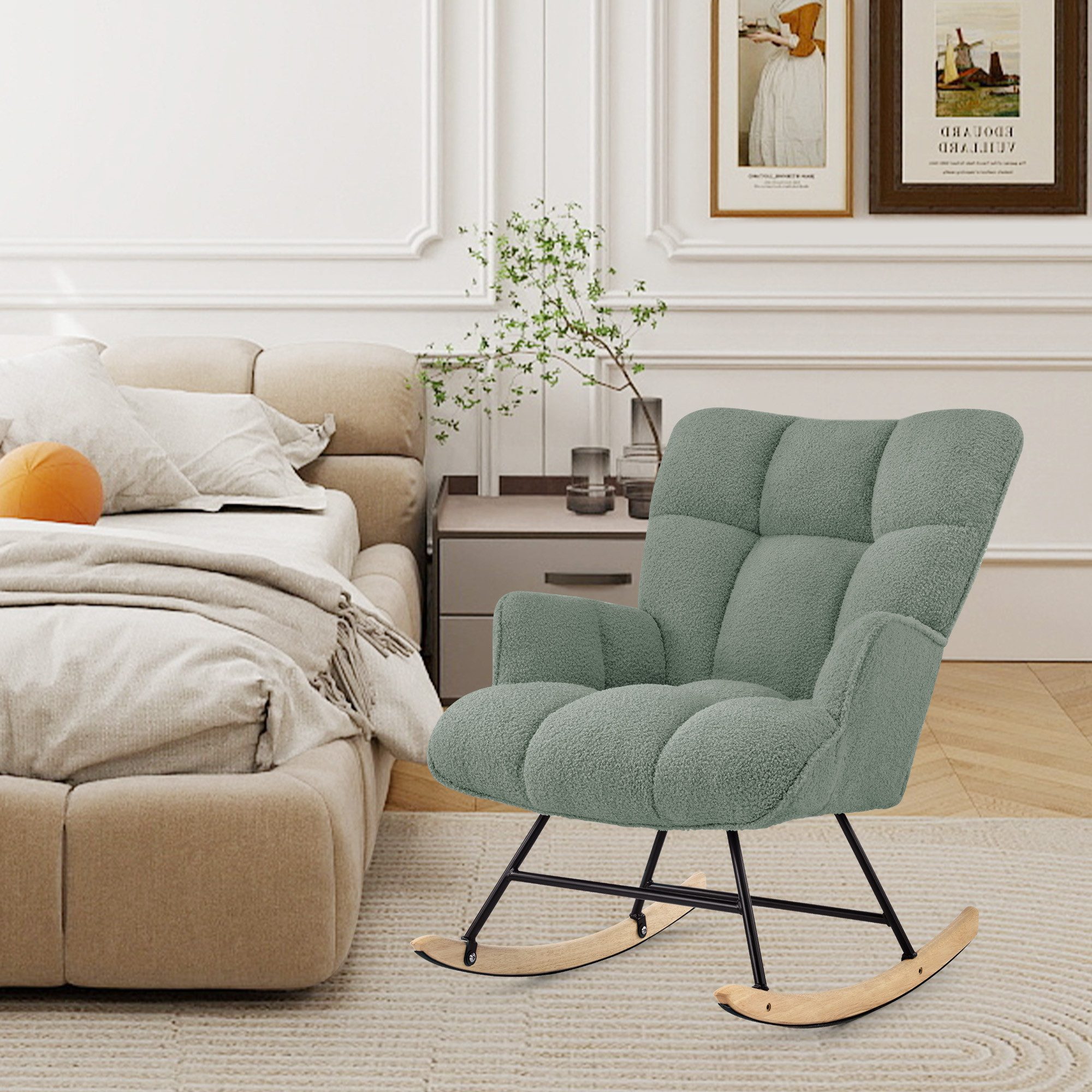 Aunekiv Schaukelstuhl Moderner Relaxsessel & Schaukelsessel in Teddyplüsch-Optik (1 St), perfekt als Stillstuhl & Lesesessel für Wohn- und Babyzimmer – Bild 3 von 5