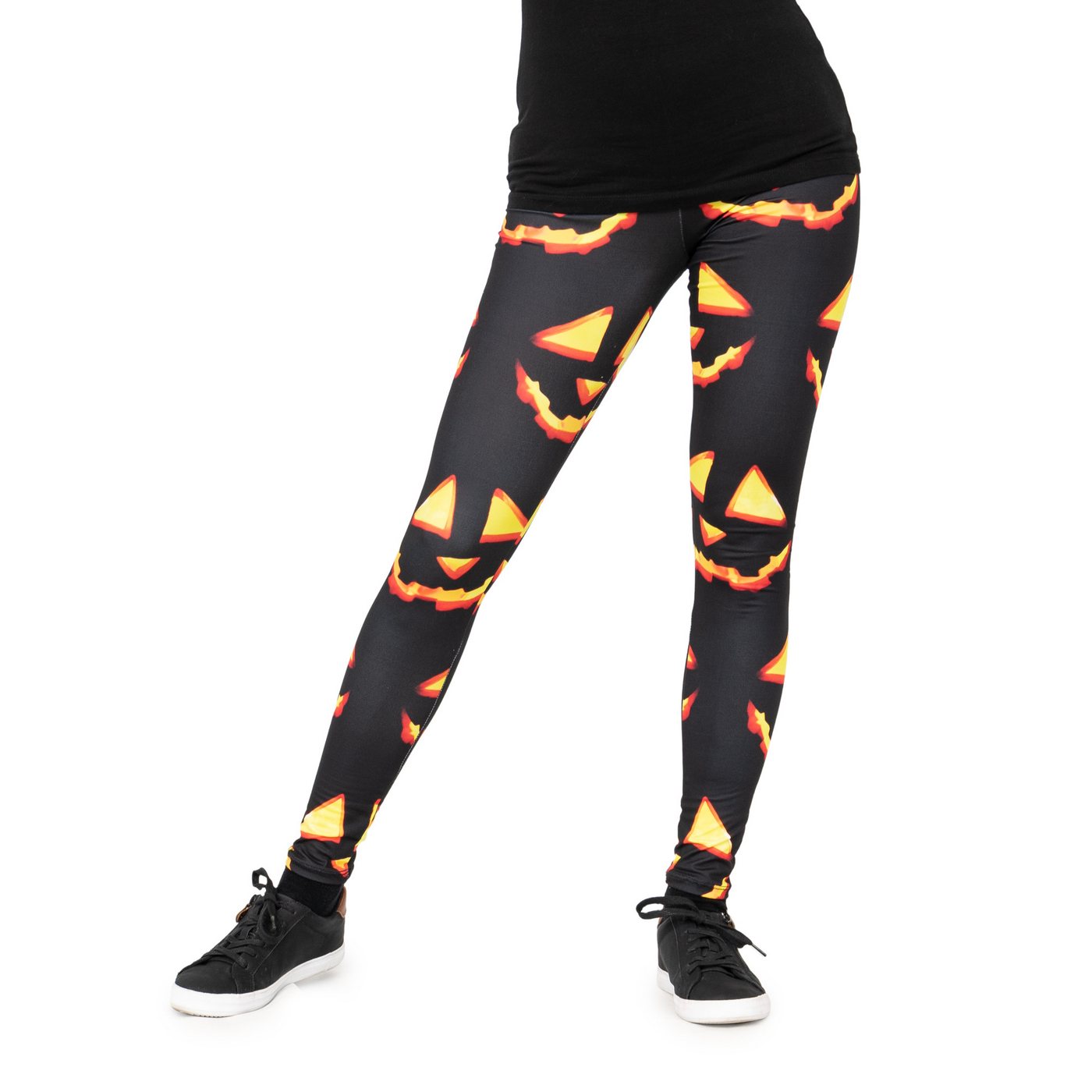 cosey Leggings Halloween-Line Damen Leggings XS-S M-L Stretch Halloween Kostüm (atmungsaktiv • schnelltrocknend • blickdicht • figurbetonte Passform, Kürbis) XS-S
