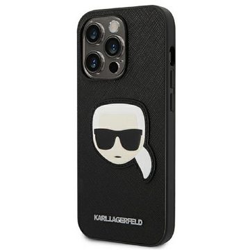 KARL LAGERFELD Handyhülle Case iPhone 14 Pro Figur Kunstleder schwarz