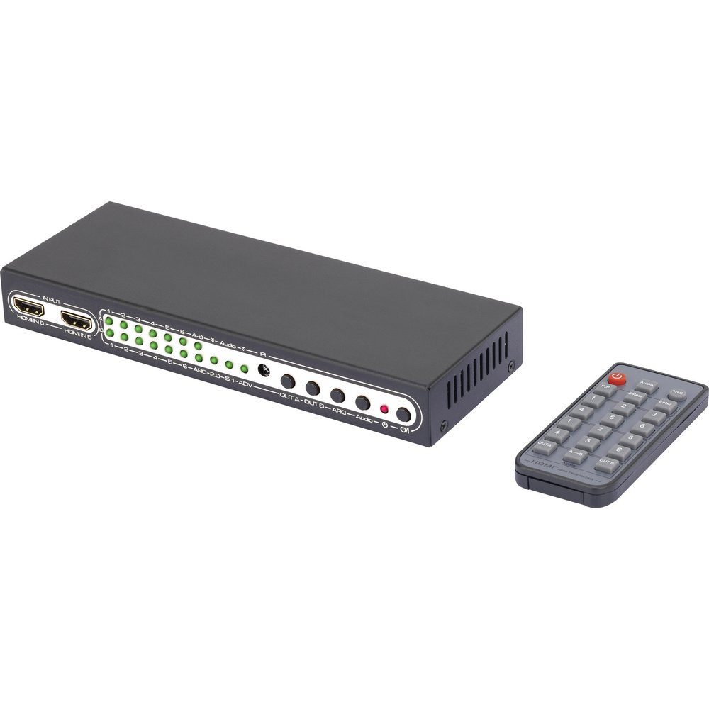 SpeaKa Professional 6 Port HDMI-Matrix-Switch mit Picture in Picture- Netzwerk-Adapter