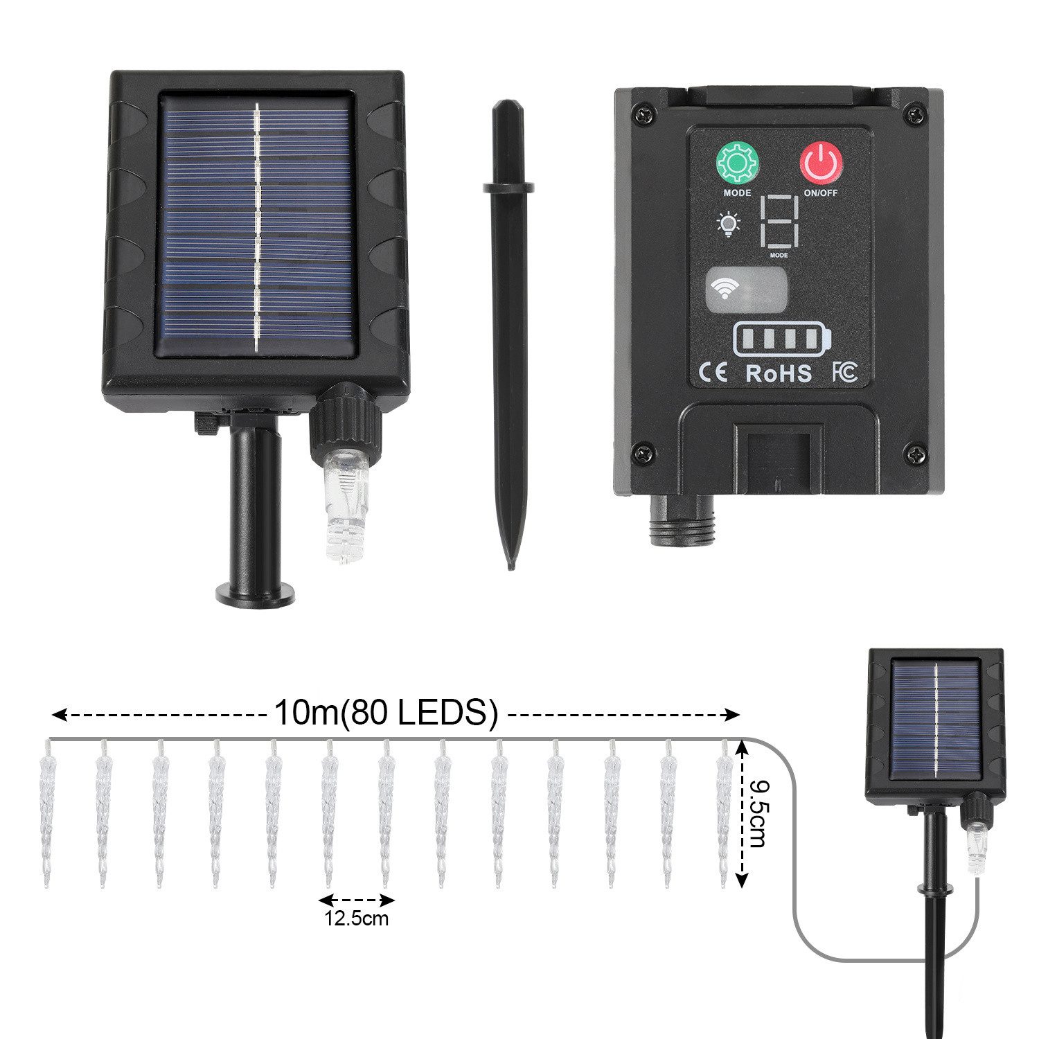 Clanmacy LED-Lichterkette 10 m 80 LED Eiszapfen Solar für Innen- und Außenb günstig online kaufen