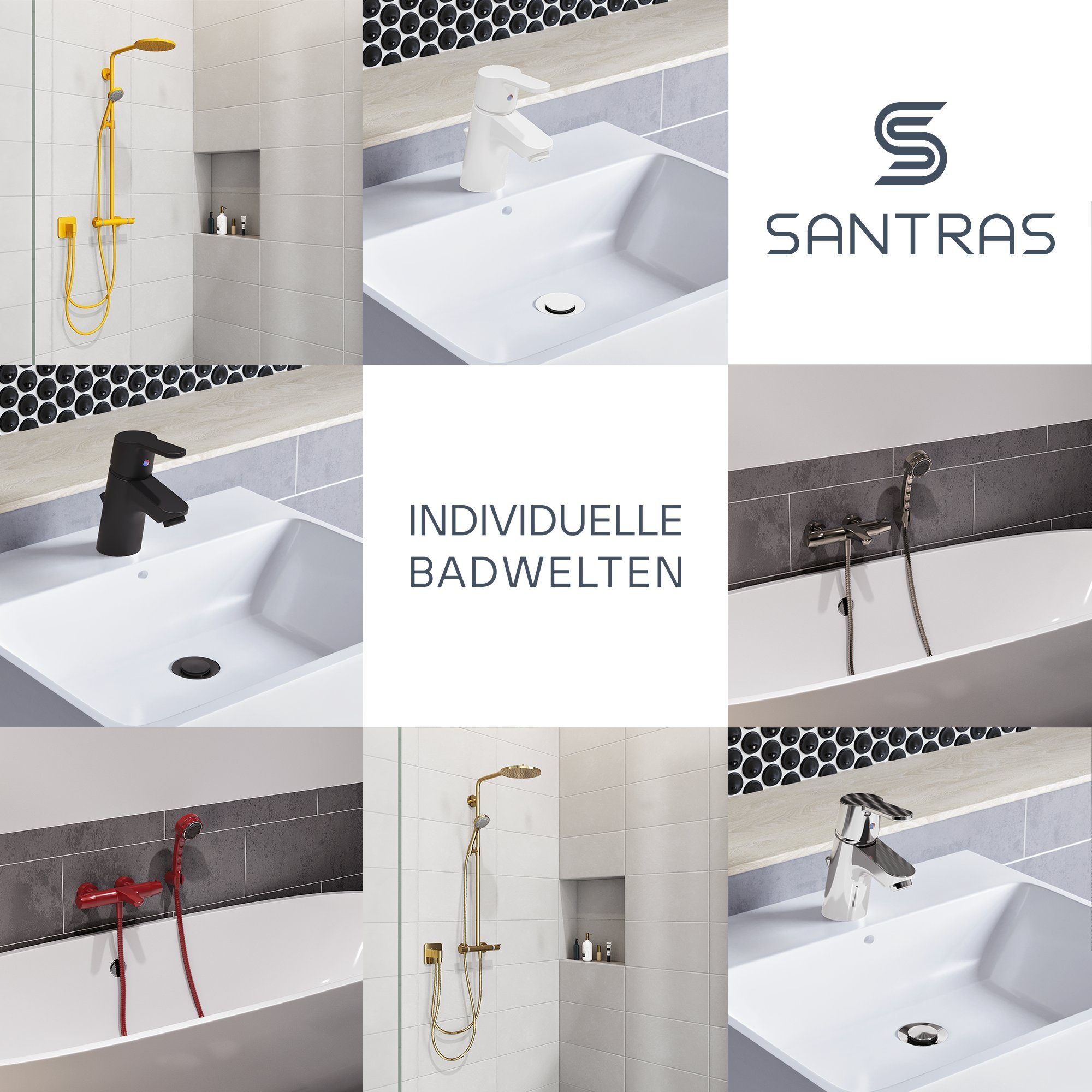Santras Duschstange SANTRAS® Brausestange in Chrom - 70/90/100 cm Wandstange für Dusche