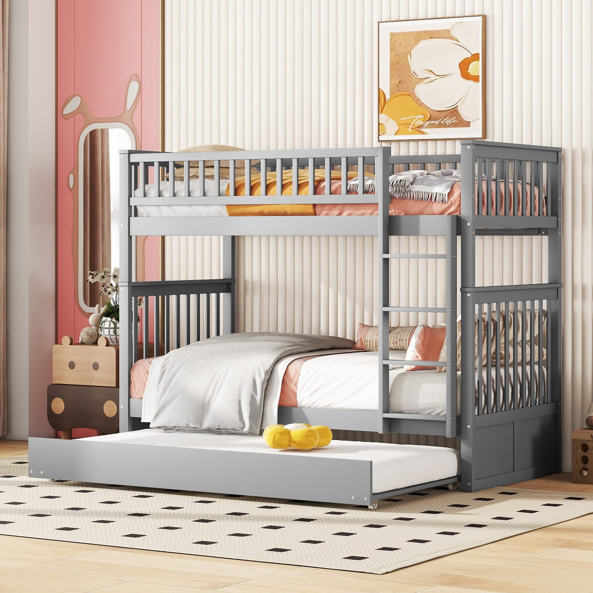Etagenbett trennbares Stockbett mit ausziehbarem Zusatzbett