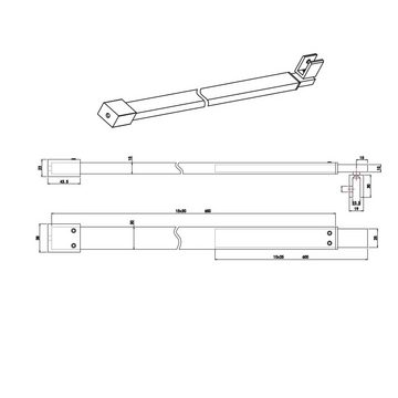 doporro Duschwand-Stabilisationsstange Haltestange für Duschwände Glaswand Stabilisator variabel 70-120cm M3