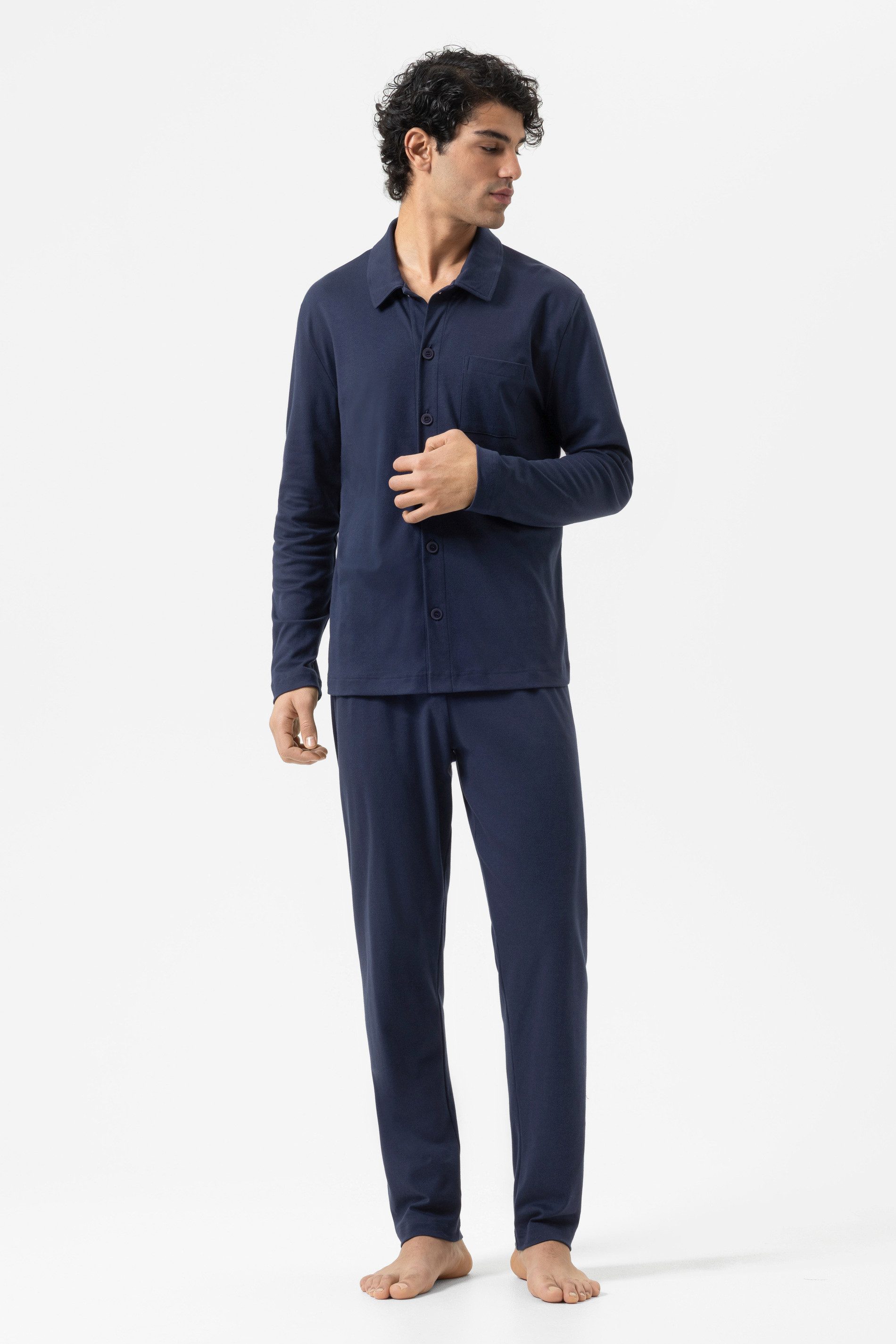 Mey Schlafanzug Mey Schlafanzug Serie Pure Night Uni Pyjama (2 tlg) Zeitlos eleganter Pyjama, Fein-Interlock Jersey, 100% Baumwolle