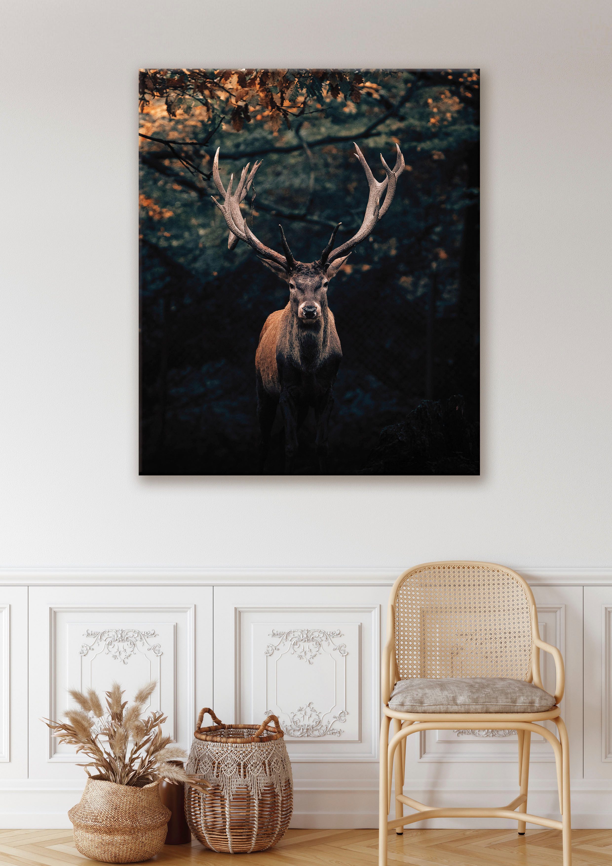 Bönninghoff Leinwandbild, Hirsch, Hirschbilder, Hirsche, Natur, Rehe, Tiere, Wald, Wildtiere (1 St)