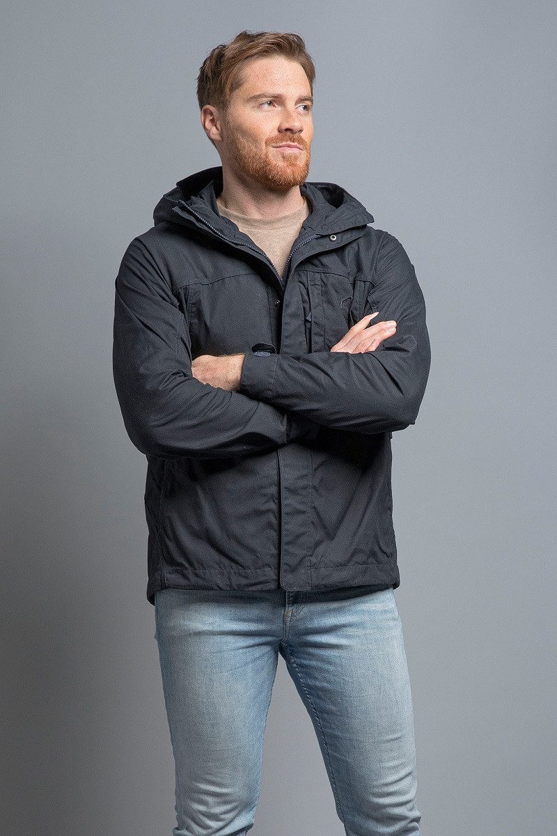 TATONKA® Funktionsjacke Übergangsjacke Jesper Hooded aus Baumwollmischgewebe dunkelblau Herren