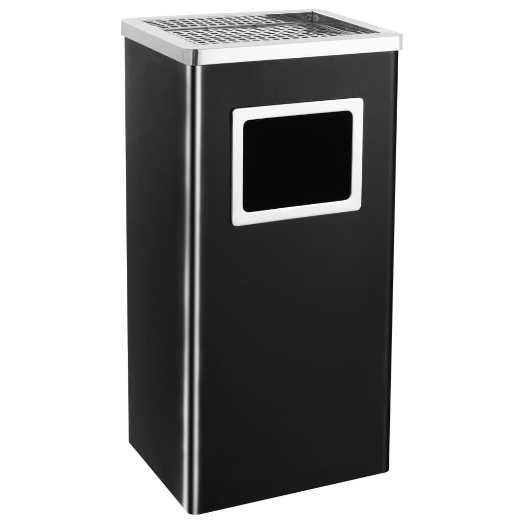 vidaXL Mülleimer Mülleimer mit Aschenbecher 45 L Stahl Schwarz