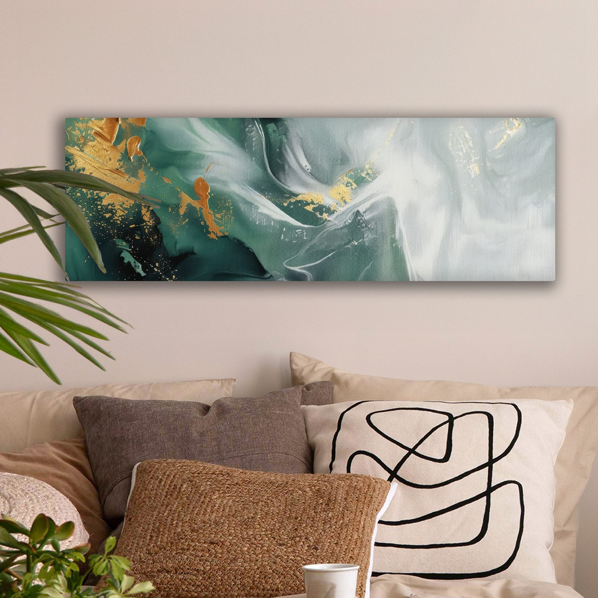 OneMillionCanvasses® Leinwandbild Panorama Grün - Modern - Marmor - Abstrak günstig online kaufen