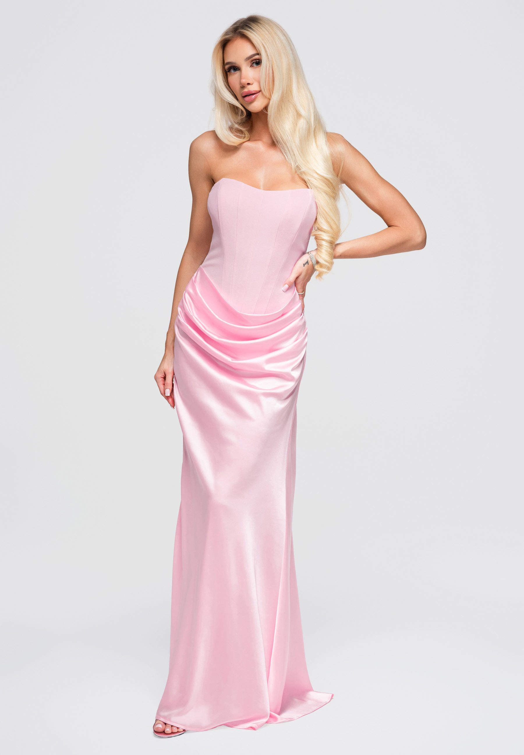 OMBRE Abendkleid Dress LA-OM-DLR392 sage S Pink S (kein Set, 1-tlg)